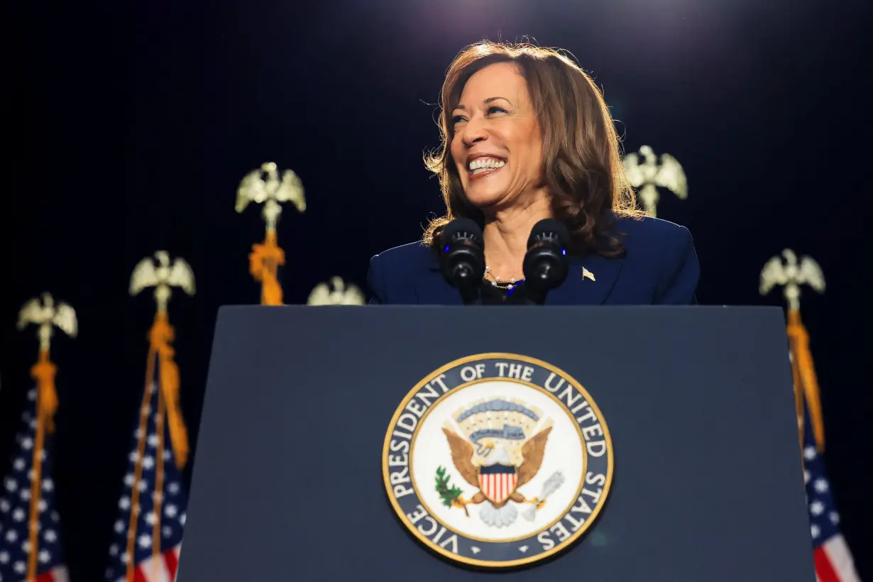 U.S. Vice President Kamala Harris attends a campaign event in West Allis, Wisconsin