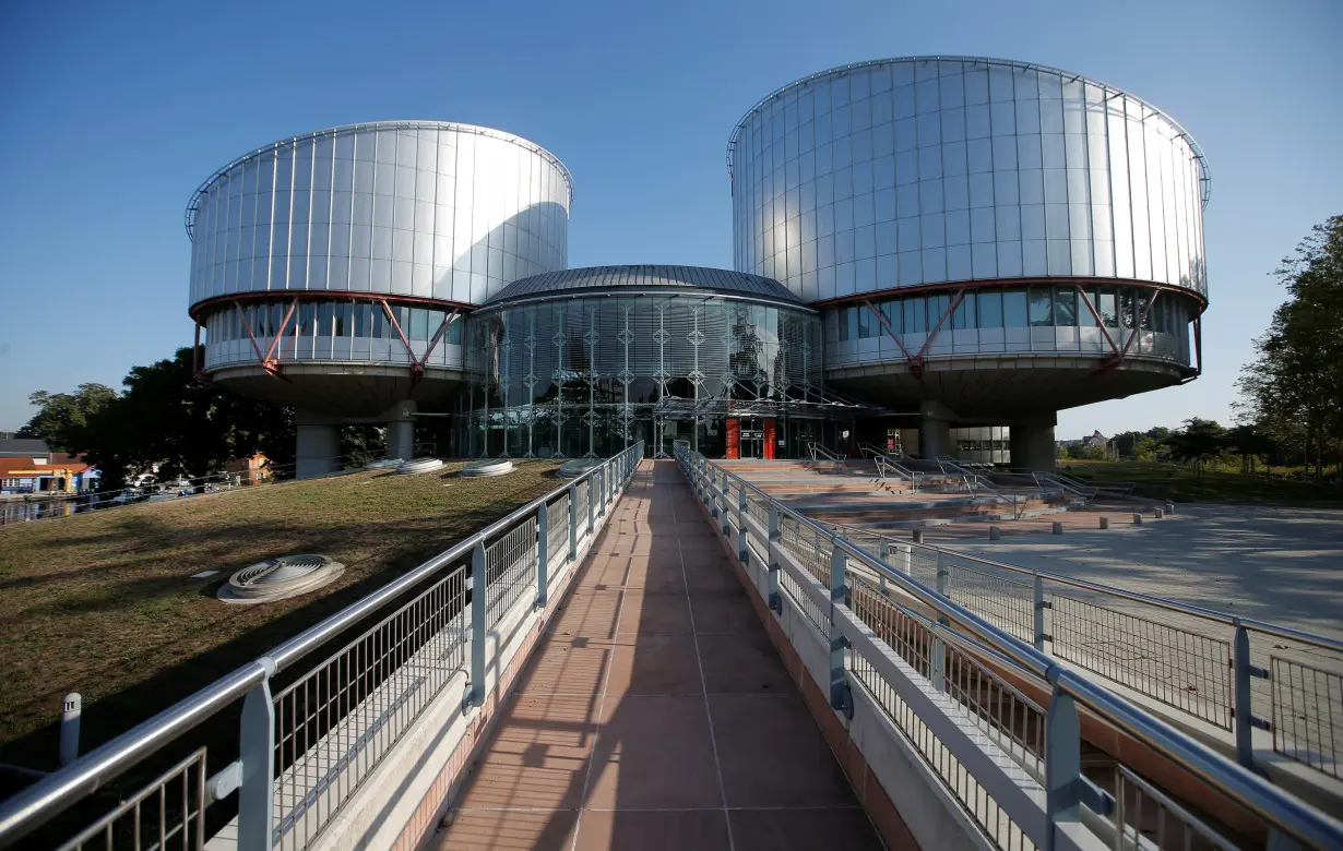 The building of the European Court of Human Rights is seen ahead of the start of a hearing in Strasbourg