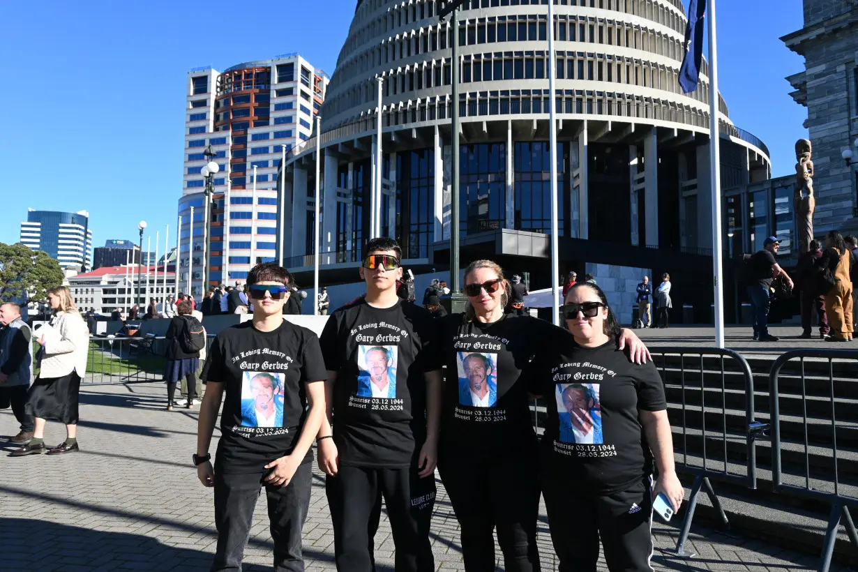 Family members of Gary Gerbes gather ahead of the release of the Royal Commission into Abuse in Care in Wellington