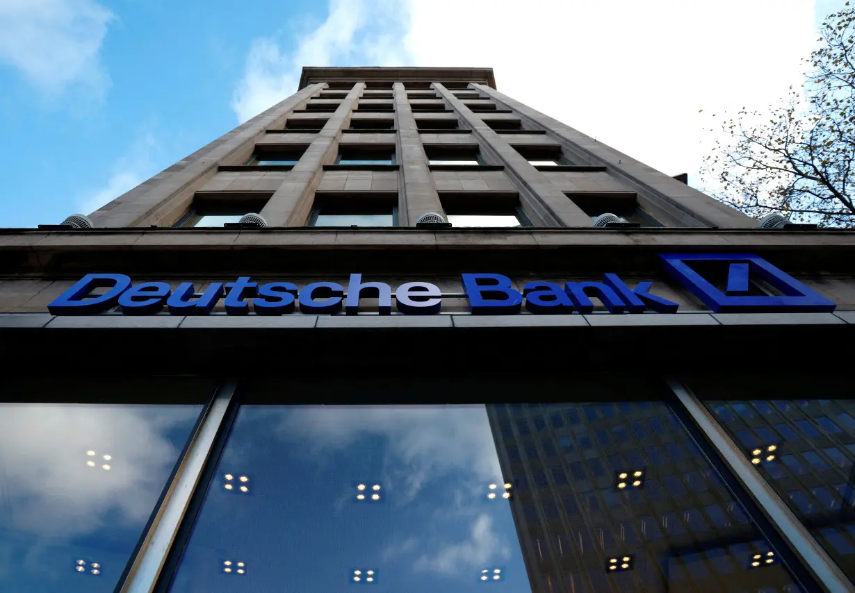 FILE PHOTO: The logo of Deutsche Bank is seen in Brussels