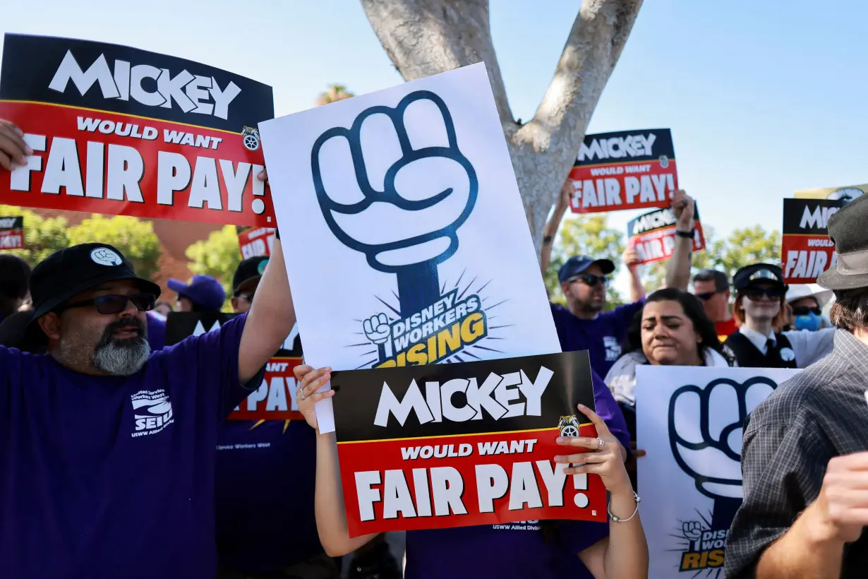 FILE PHOTO: Teamsters union and Disney cast demand fair wages at a rally outside Disneyland, in Anaheim