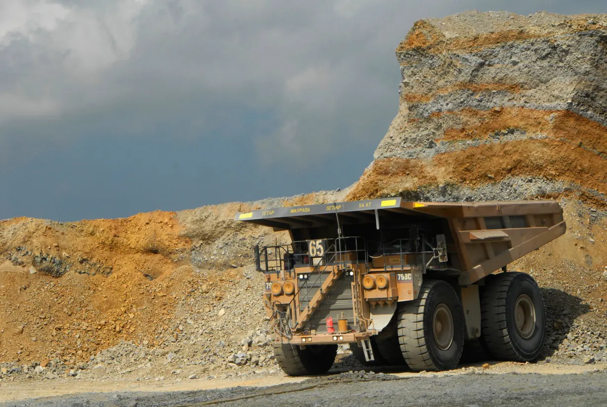 A truck waits for ore at Newmont Mining Corp's copper and gold mine on Indonesia's Sumbawa island