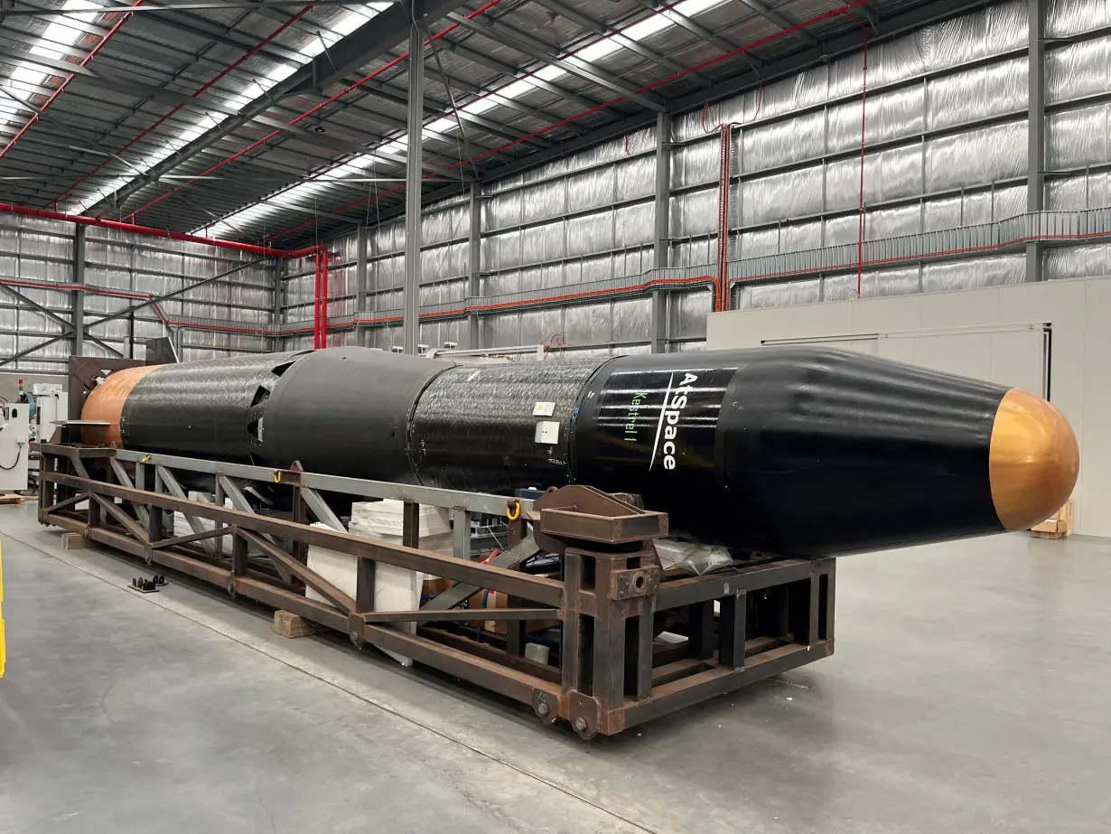 The Kestrel I Suborbital Launch Vehicle, operated by AtSpace, sister company of Taiwanese rocket startup TiSpace, is prepared for launch at an AtSpace facility in Willawong