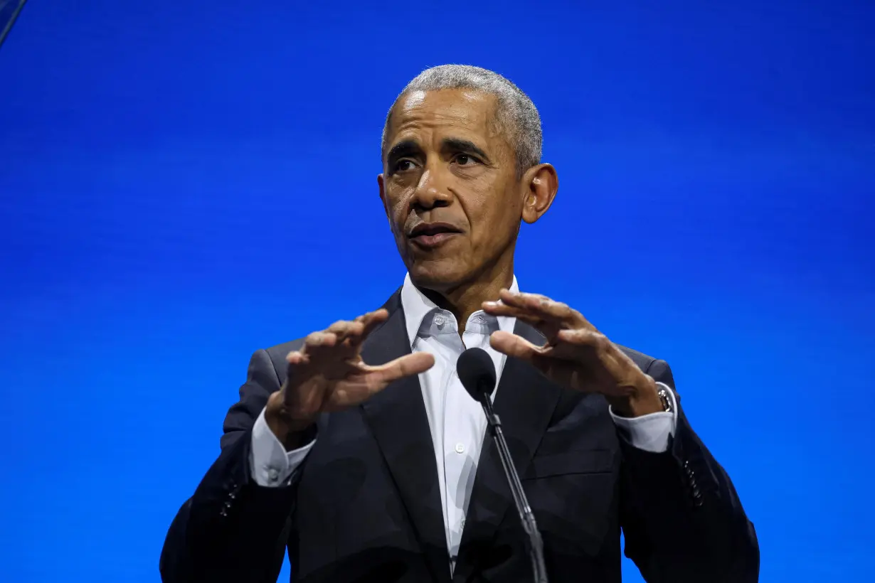 Former U.S. President Barack Obama speaks during the Obama Foundation 