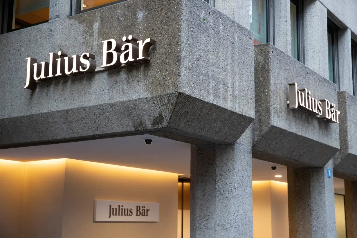 FILE PHOTO: Logo of Swiss private bank Julius Baer is seen in Zurich