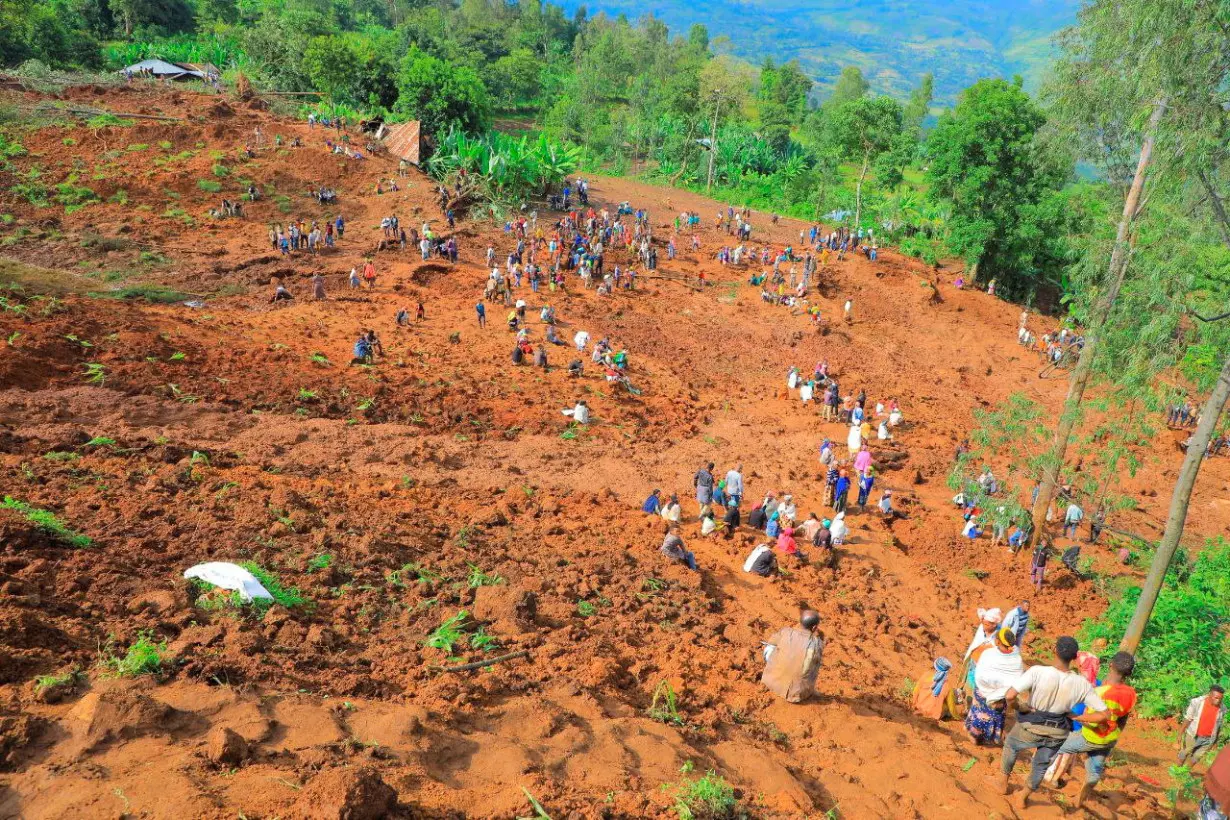 Aftermath of the landslide following heavy rains that buried people in Gofa zone