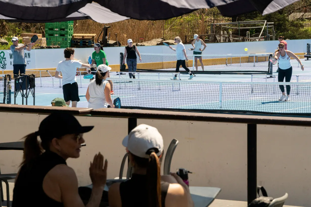 People play pickle ball at Central Park's Wollman Rink