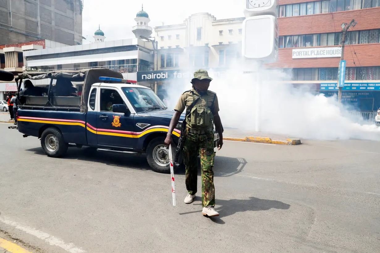 Kenyan anti-government protesters hold a march in Nairobi