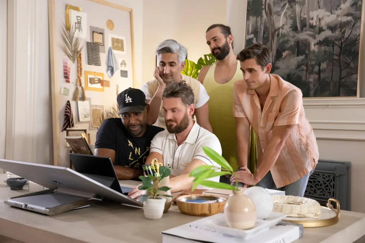 (From left) Karamo Brown, Tan France, Bobby Berk, Jonathan Van Ness, Antoni Porowski in a season of 'Queer Eye.'