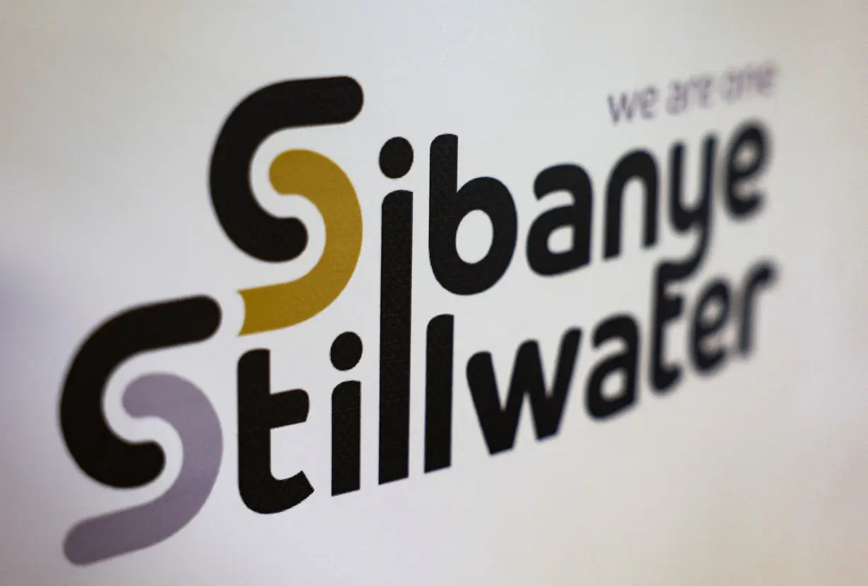 FILE PHOTO: A logo of Sibanye Stillwater is seen at a mine in Marikana