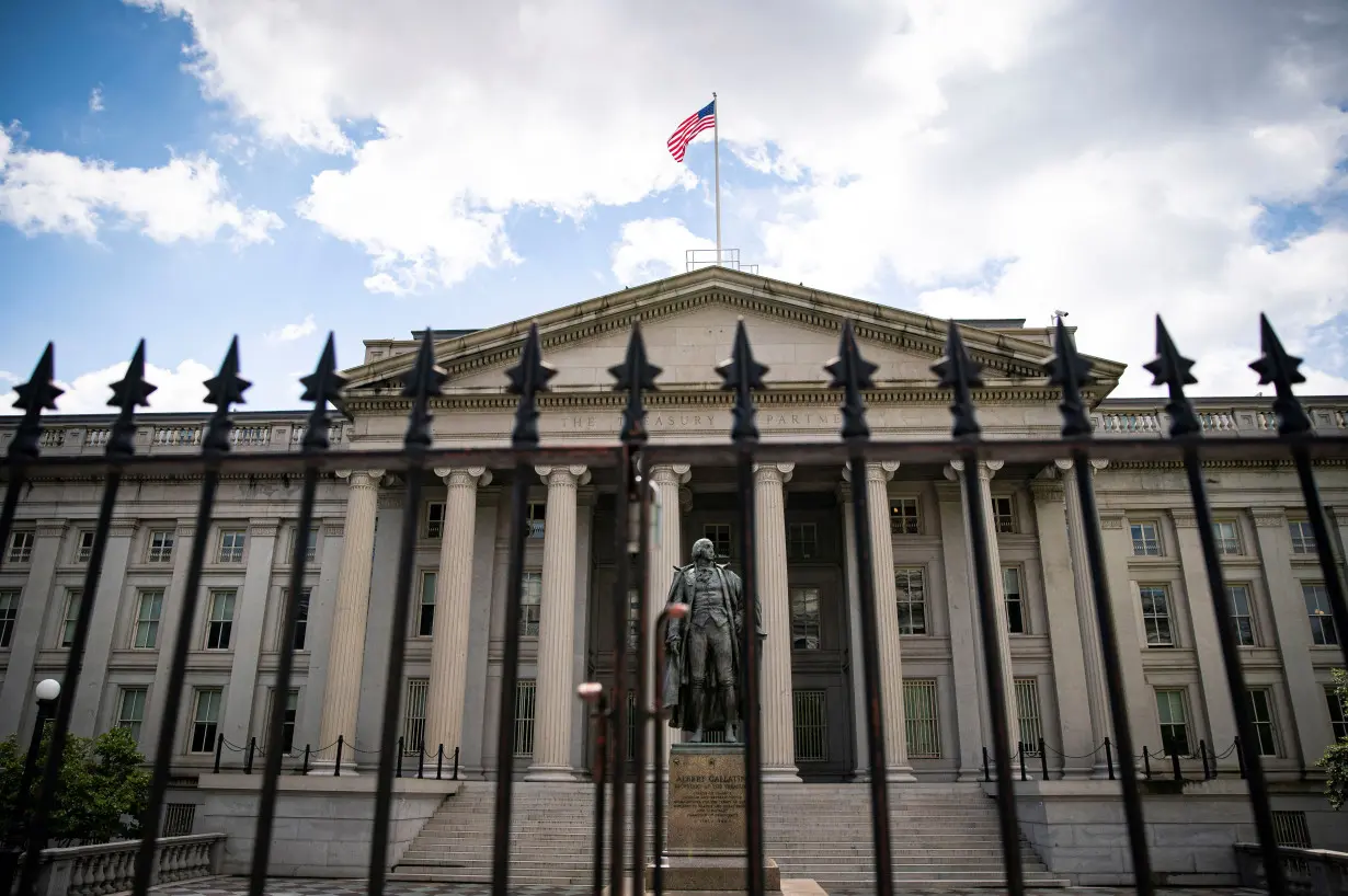 A statue of former Sen. Albert Gallatin stands at the Treasury Department in Washington