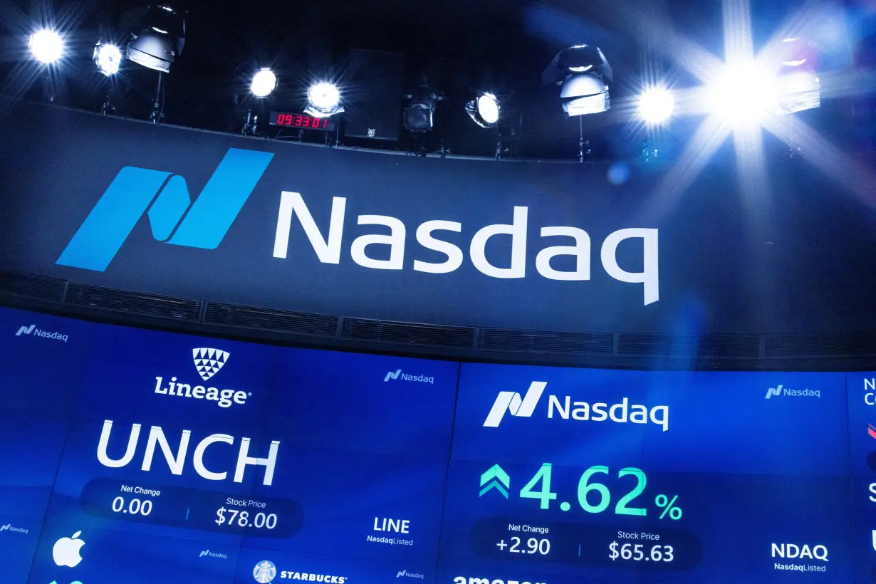 Lineage, the world's largest global temperature-controlled warehouse, holds an initial public offering (IPO) at the Nasdaq MarketSite, at Times Square in New York