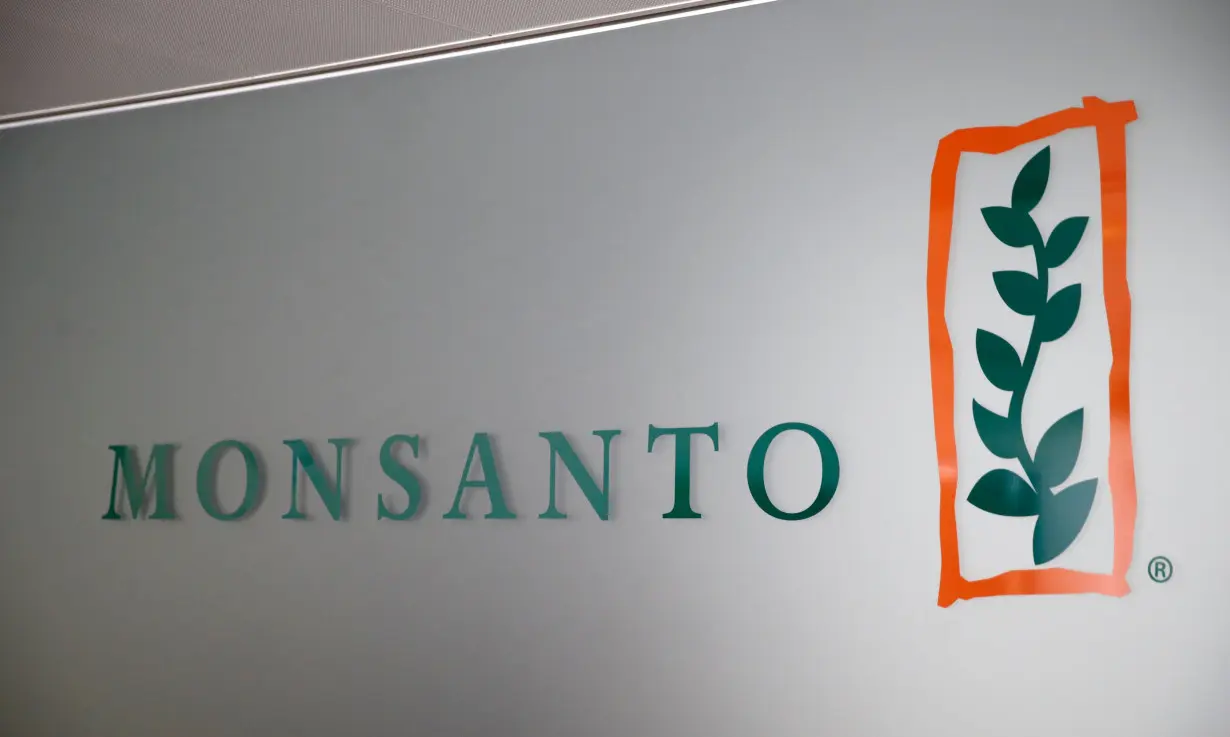 A Monsanto logo is pictured in the company headquarters in Morges