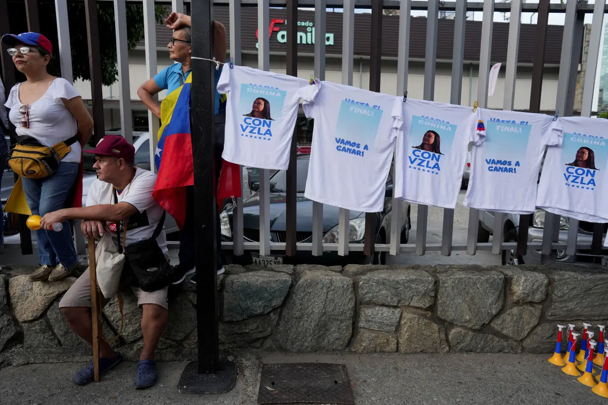 Venezuelan opposition presidential candidate Gonzalez and Venezuelan opposition leader Machado's campaign closing rally in Caracas