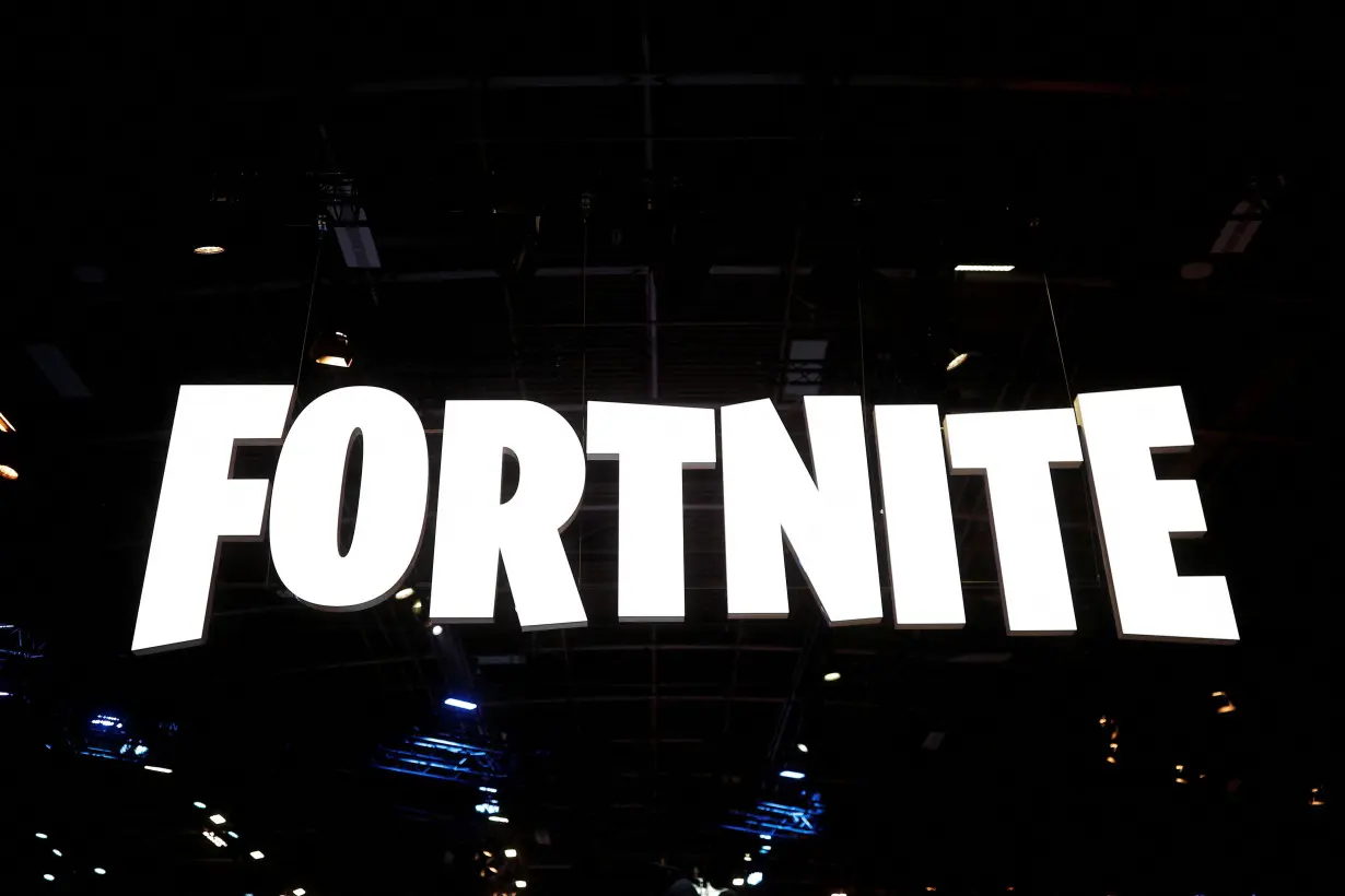 FILE PHOTO: The Fortnite logo is seen at the Paris Games Week (PGW), a trade fair for video games in Paris