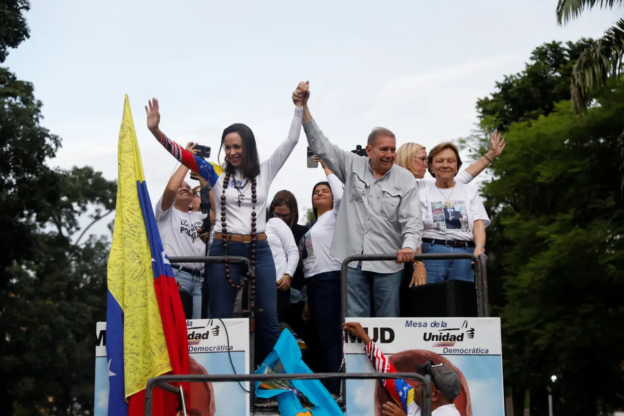 Venezuela's opposition presidential candidate Edmundo Gonzalez and opposition leader Maria Corina Machado campaign in Caracas