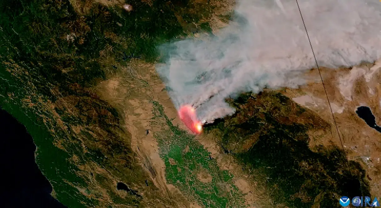 Satellite imagery shows the spread of the Park Fire in Northern California