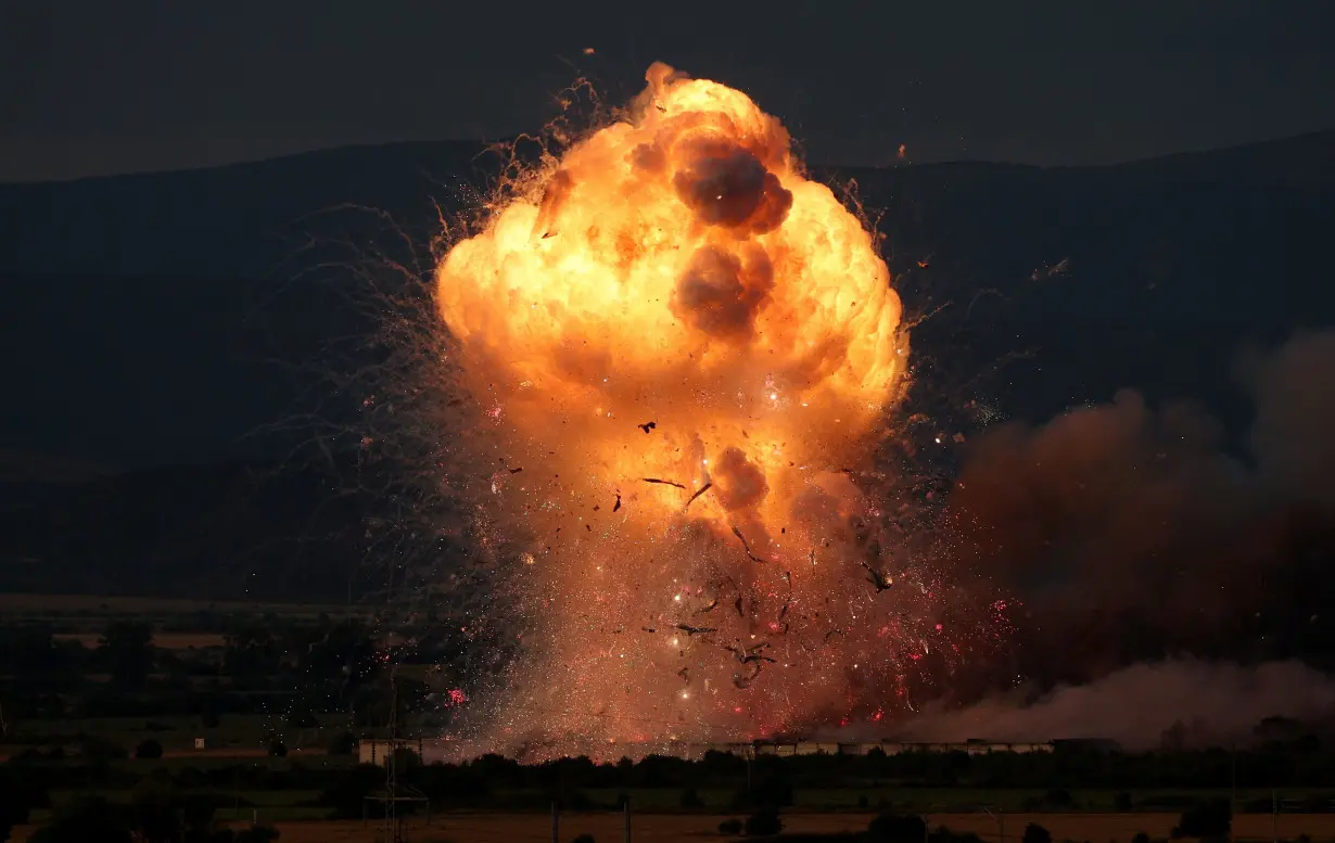 Explosions at a fireworks warehouse in the town of Elin Pelin