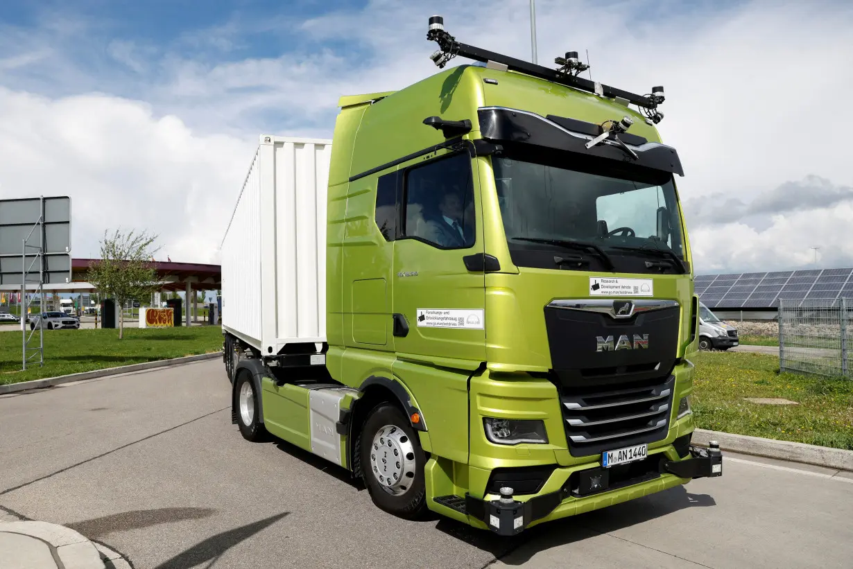 FILE PHOTO: The first public drive of autonomous MAN truck near Munich