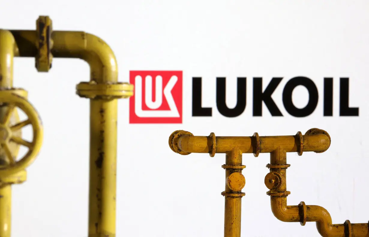 Illustration shows natural gas pipeline and Lukoil logo