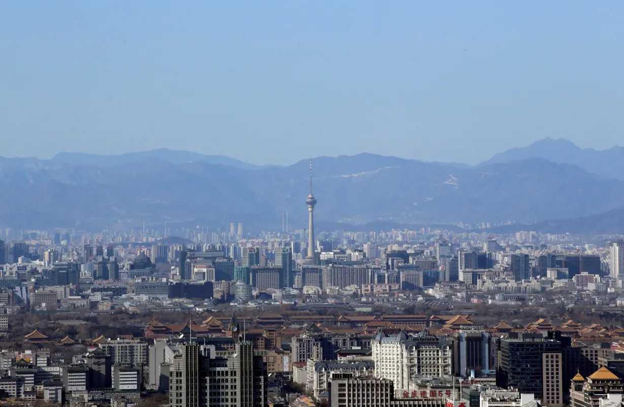 FILE PHOTO: A general view shows Beijing's skyline on a sunny day