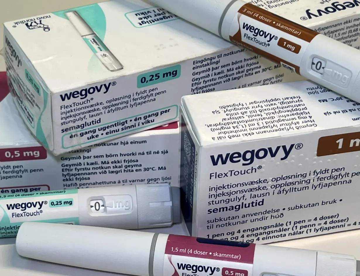 Injection pens and boxes of Novo Nordisk's weight-loss drug Wegovy are shown in this photo illustration in Oslo