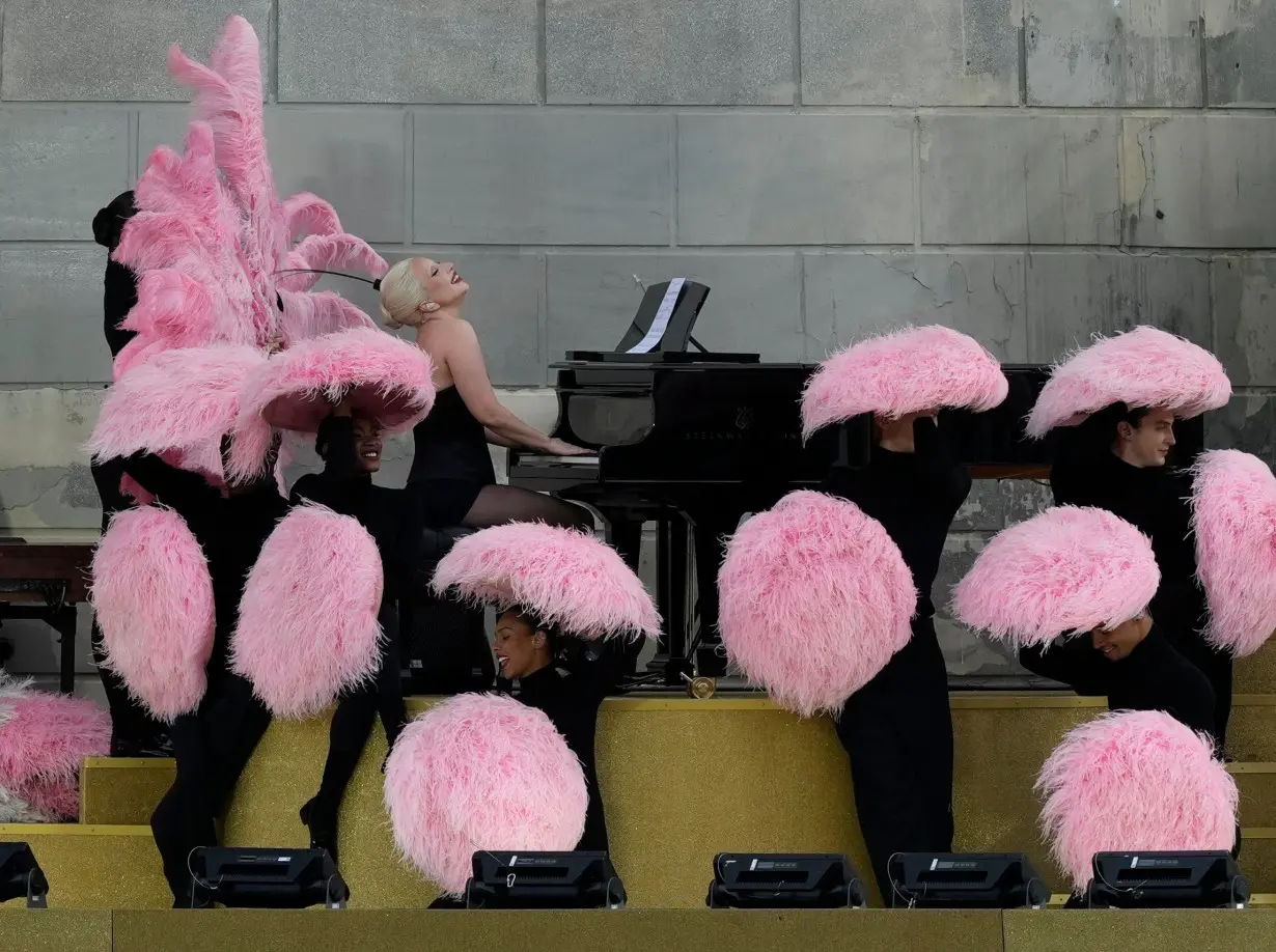 Lady Gaga performs in Paris, France, ahead of the opening ceremony of the 2024 Summer Olympics on July 26.