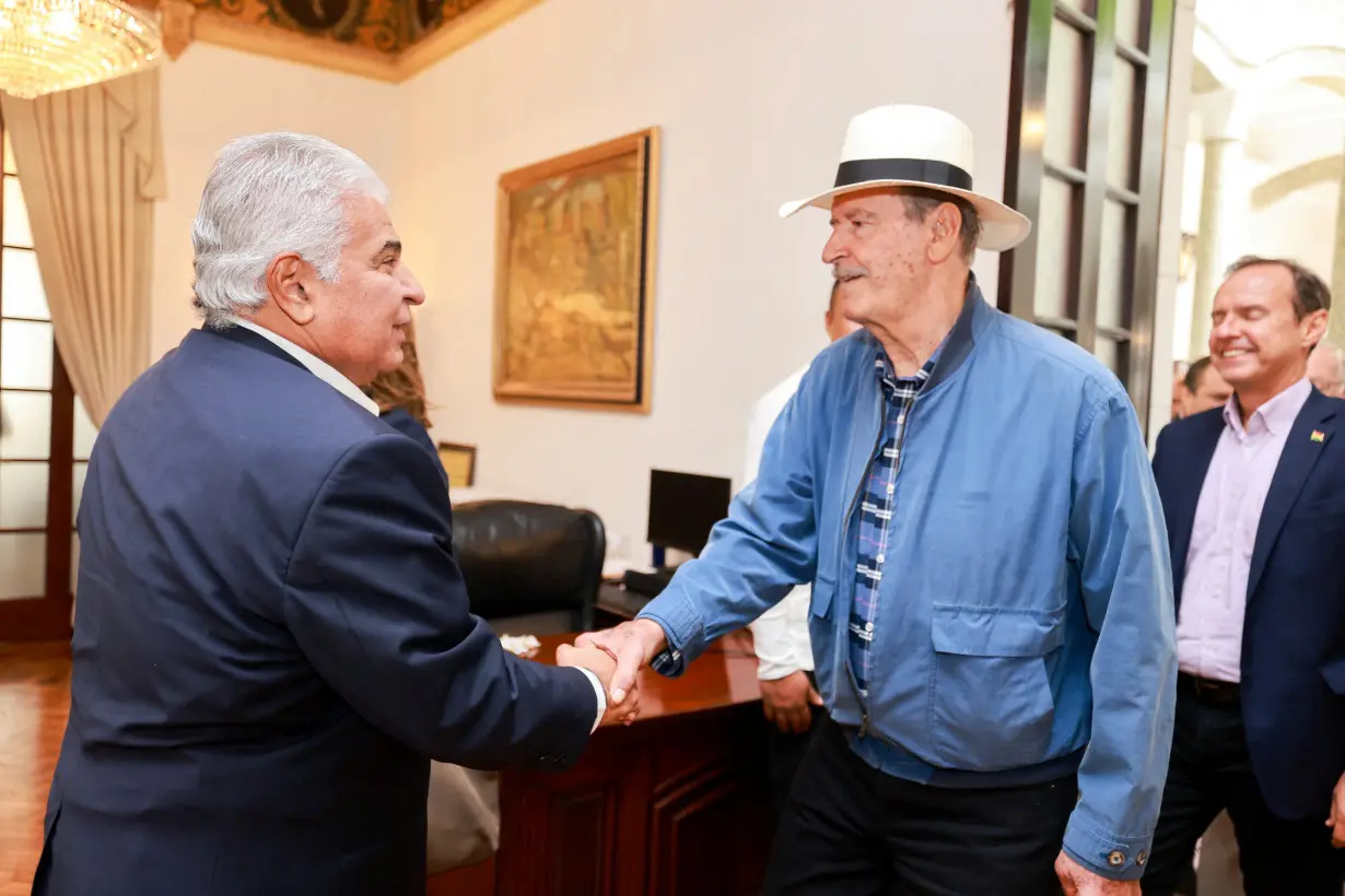 Plane with former President election observers barred from Venezuela meets with Panama's President Jose Raul Mulino, in Panama City