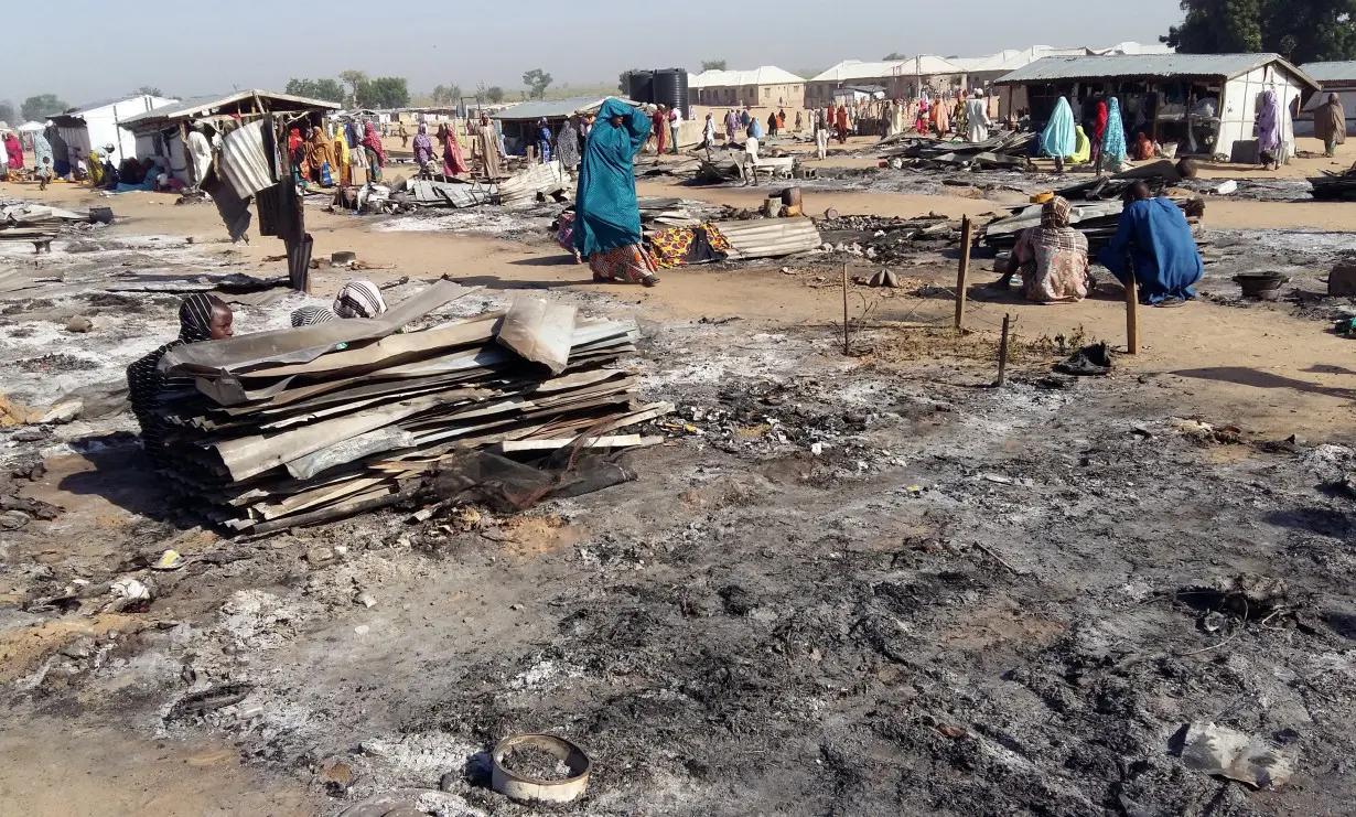 FILE PHOTO: A general view shows the damage at a camp for displaced people after an attack by suspected members of the Islamist Boko Haram insurgency in Dalori