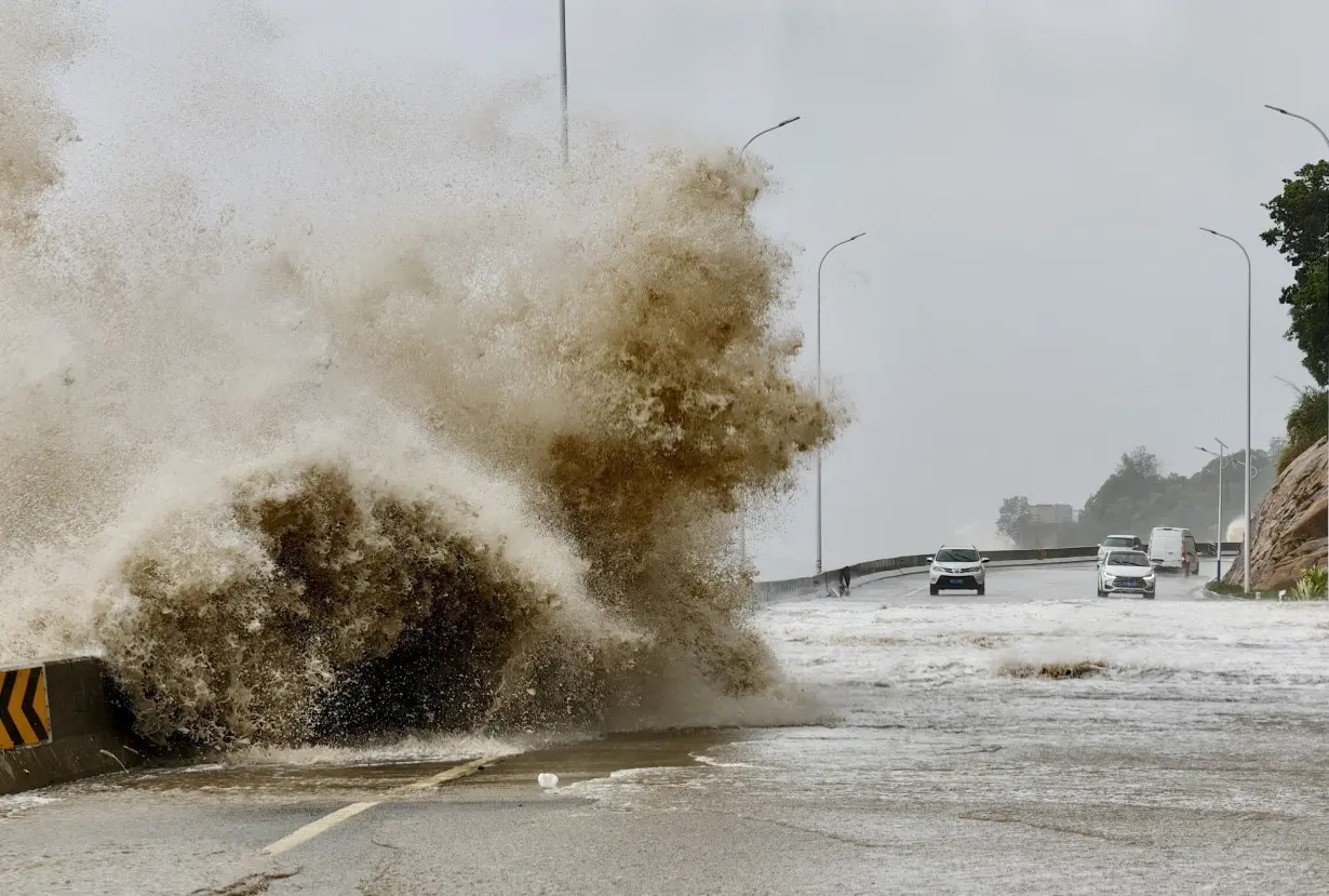 FILE PHOTO: Waves in Ningde as Typhoon Gaemi approaches