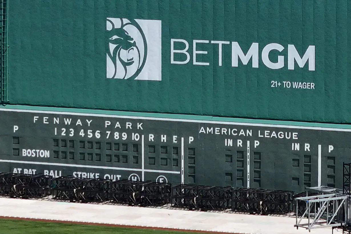 FILE PHOTO: Advertisement for BetMGM is displayed at Fenway Park in Boston