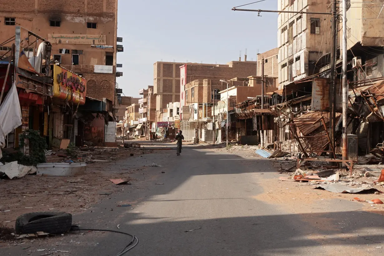 FILE PHOTO: A street in the city of Omdurman damaged in the year-long civil war in Sudan