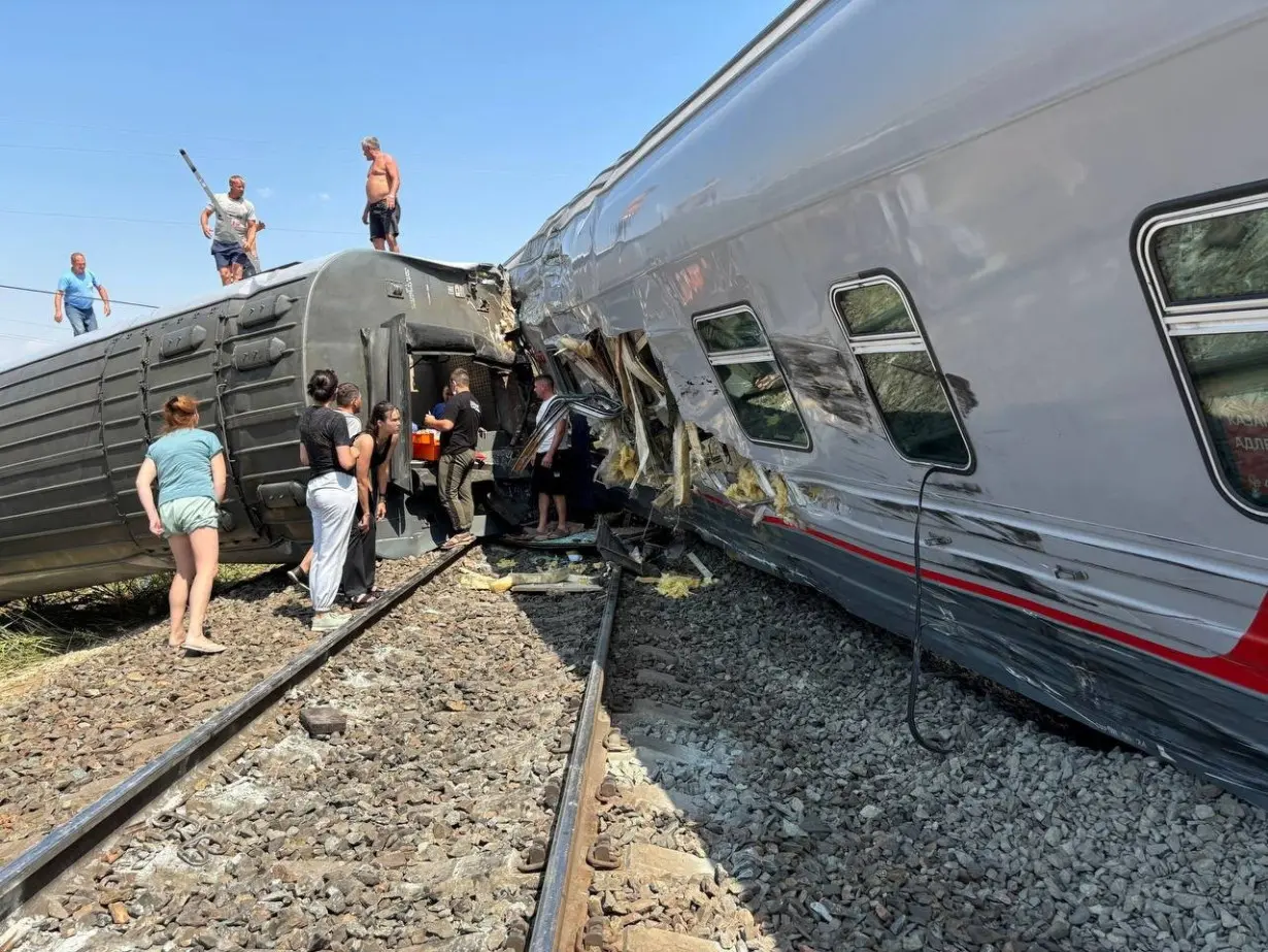 Passenger train derails in Russia's Volgograd region