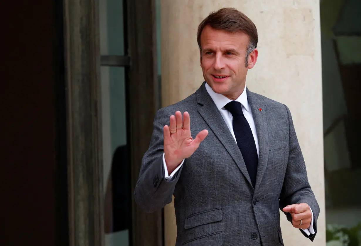 French President Macron at the Elysee Palace in Paris