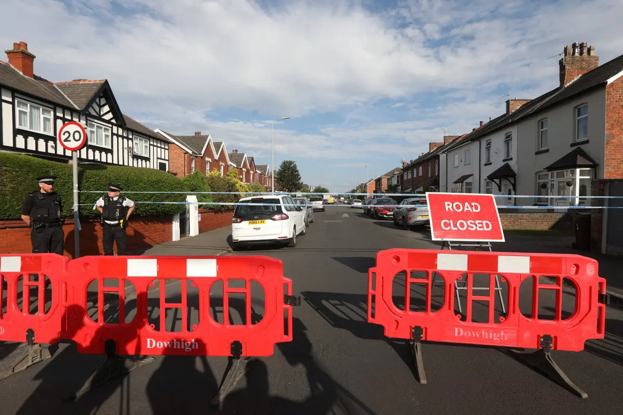 Scene where a man was arrested after at least eight people were stabbed in Southport, Britain