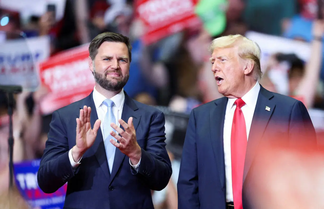 Republican presidential nominee Trump holds a campaign rally with his running mate Vance for the first time, in Grand Rapids