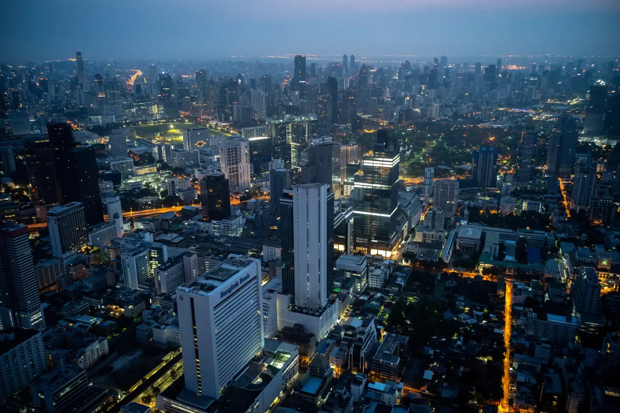 Bangkok's skyline photographed before sunrise in Bangkok