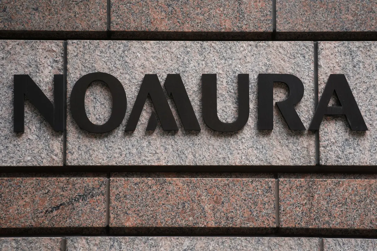 A Nomura logo is pictured at their office in the Manhattan borough of New York City