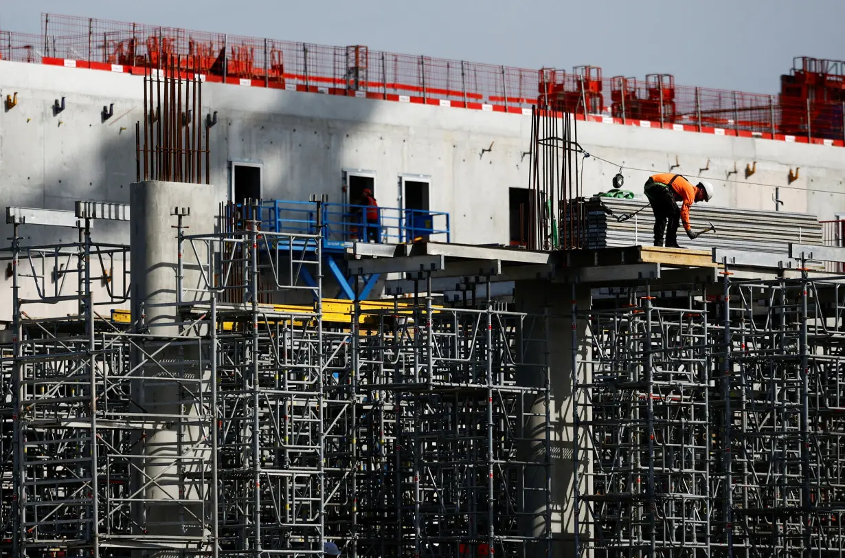 A man works at a construction site in Nantes