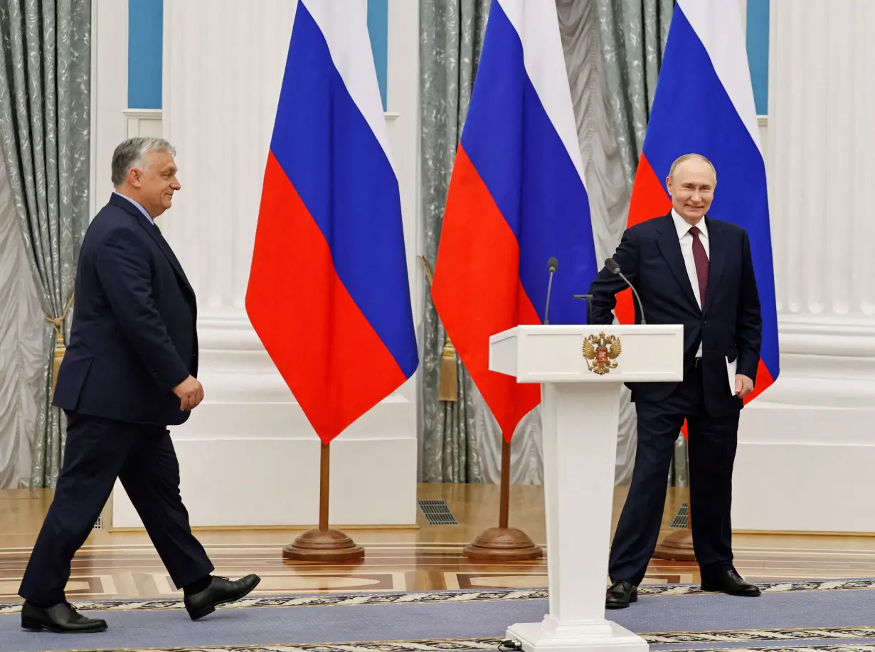 FILE PHOTO: Hungary's Prime Minister Orban and Russia's President Putin attend a press conference in Moscow