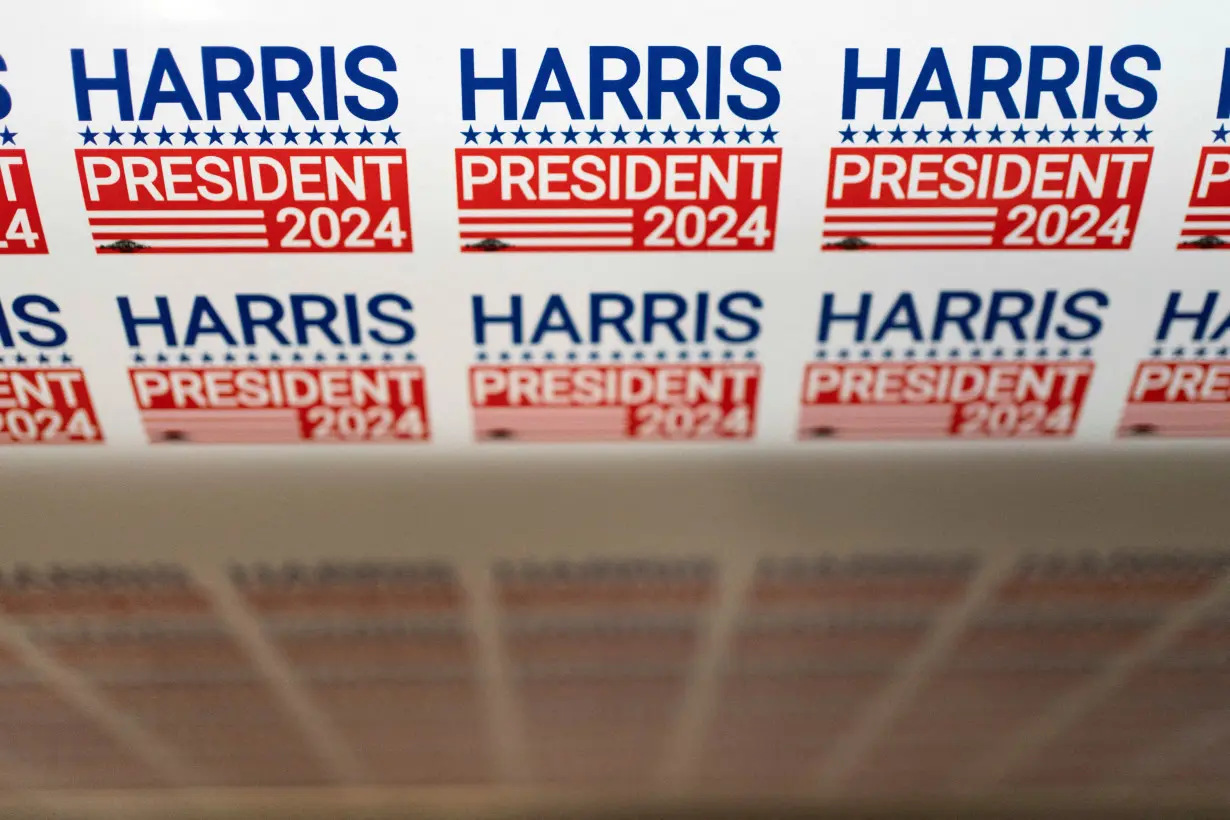 FILE PHOTO: Arizona print shop makes high volumes of merchandise in support of U.S. Vice President Kamala Harris' presidential campaign