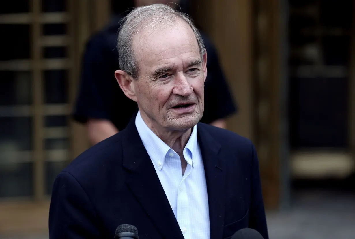 Attorney David Boies, representing several of Jeffrey Epstein's alleged victims, speaks to members of the media outside federal court in New York in 2019.