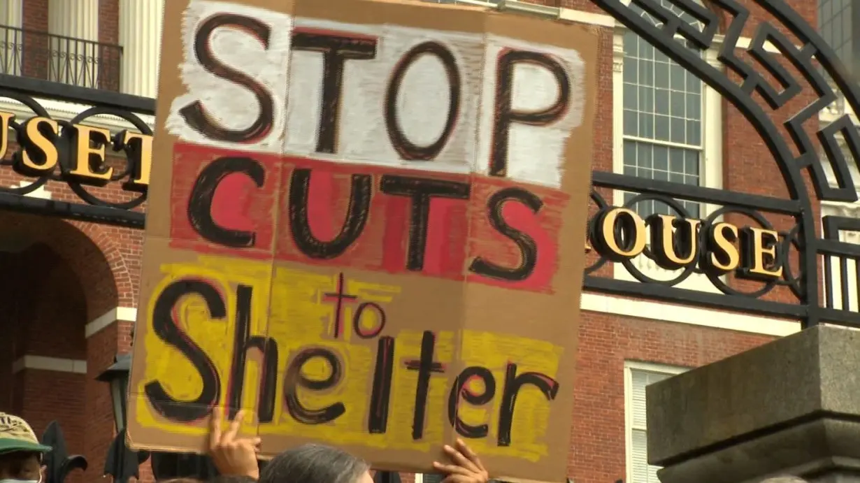 Protesters condemn new policy that restricts families' access to Massachusetts homeless shelters