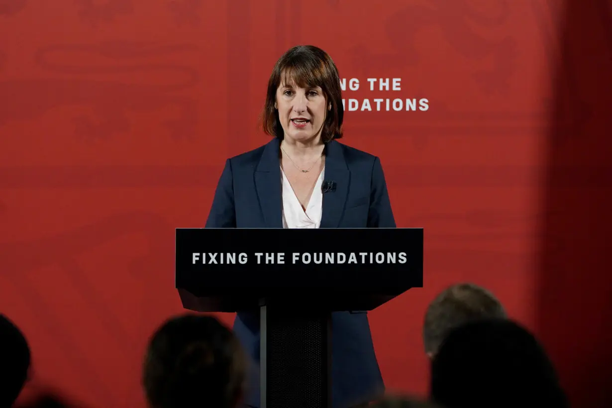 Chancellor of the Exchequer Rachel Reeves holds a press conference following her statement to the House of Commons, in London