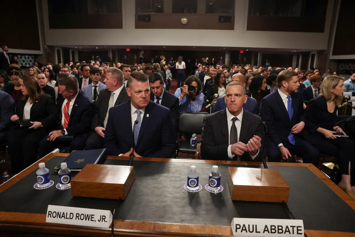 Acting Director of the US Secret Service, Ronald Rowe, and Deputy Director of the FBI, Paul Abbate, appear before a Senate Judiciary Committee hearing on the attempted assassination of former President Donald Trump, on Capitol Hill in Washington, DC, on July 30.