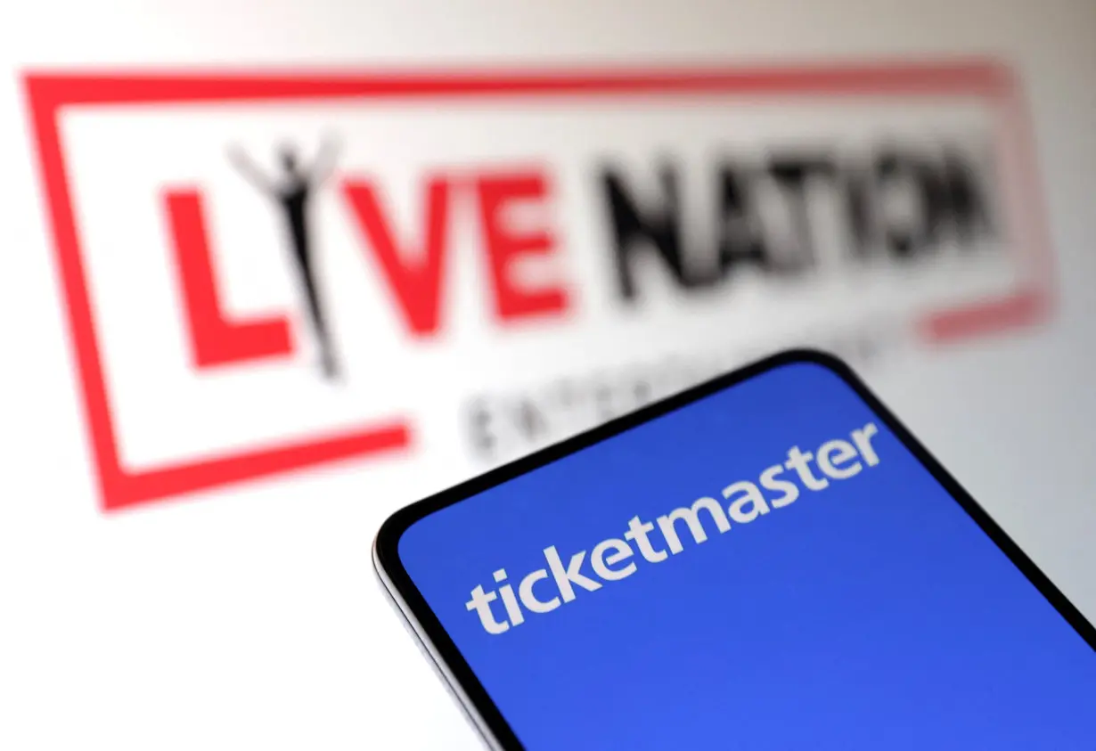 Illustration shows Live Nation Entertainment and Ticketmaster logos