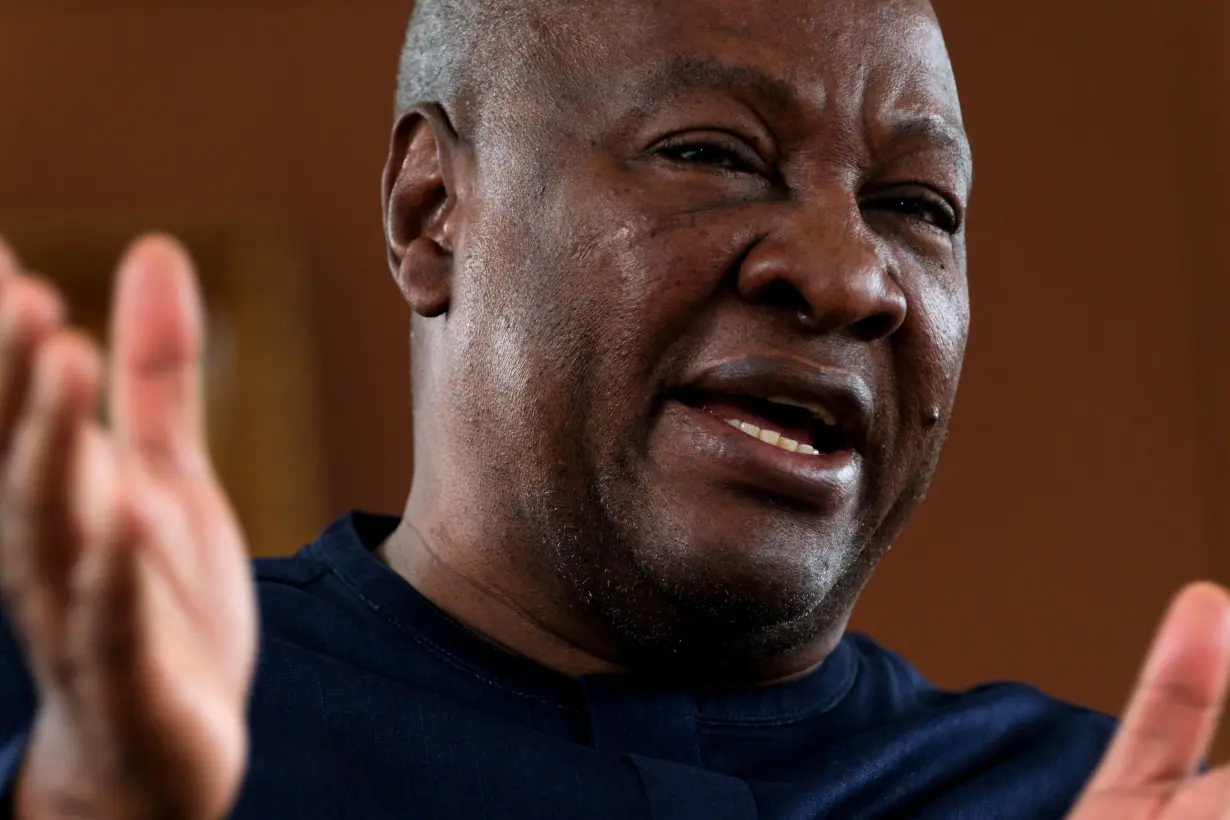 Ghana's NDC party presidential candidate Mahama gives interview to Reuters, in Accra