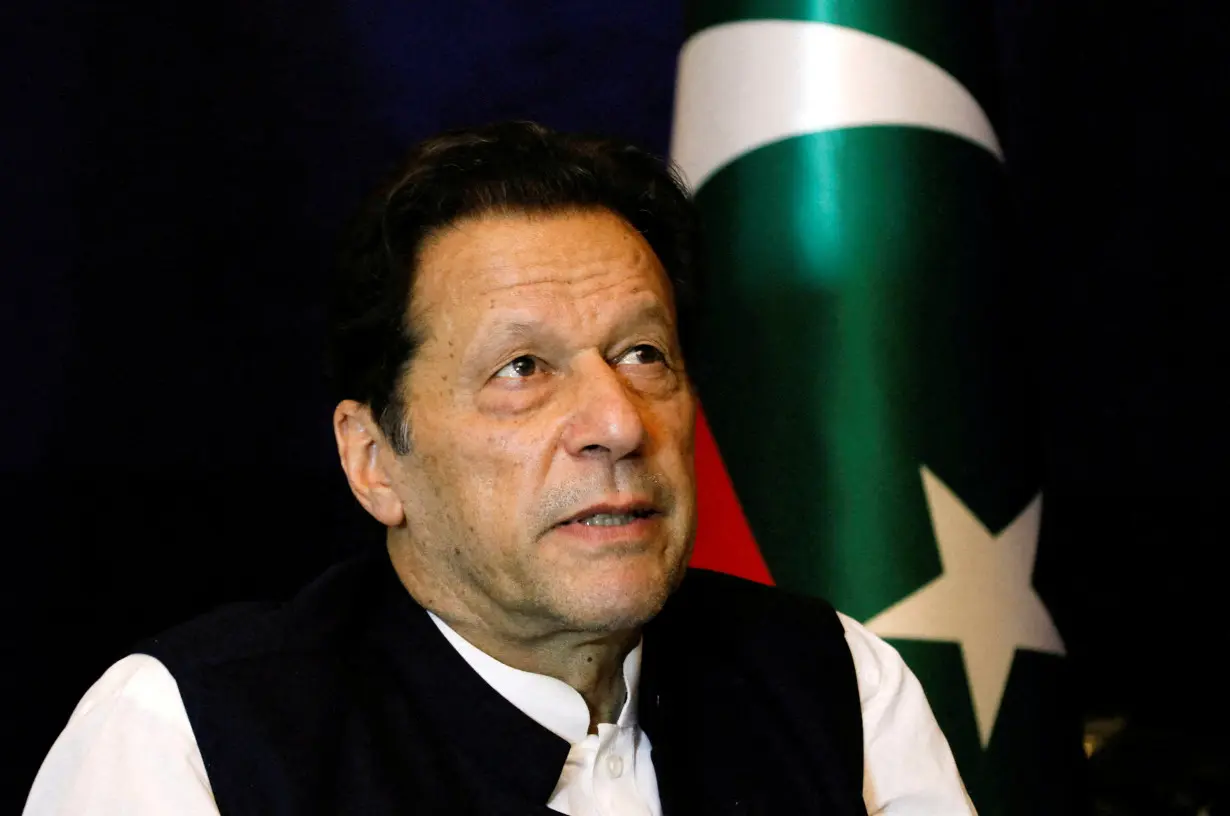 FILE PHOTO: Former Pakistani PM Imran Khan speaks with Reuters during an intervew, in Lahore