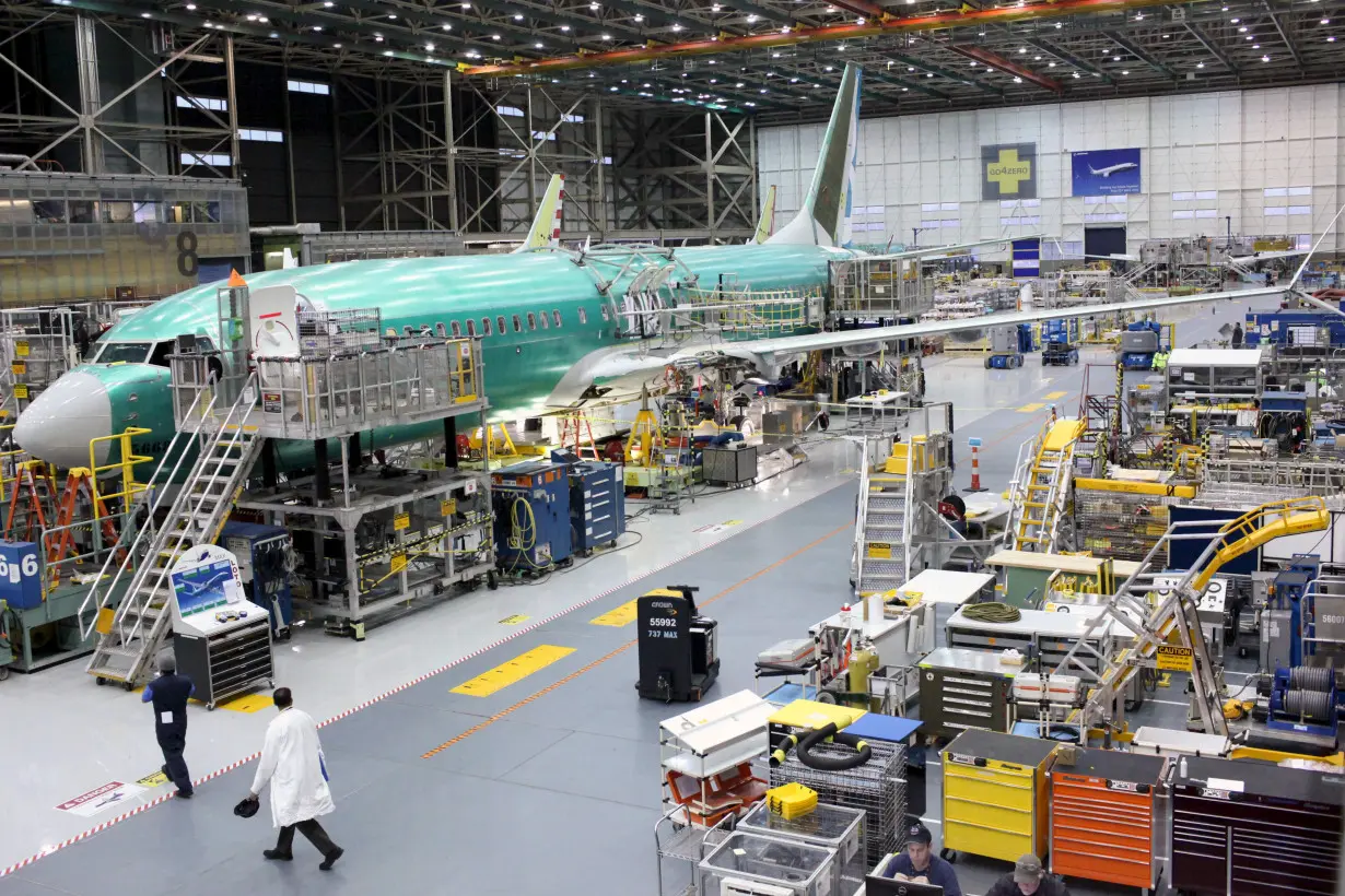 FILE PHOTO: A Boeing 737 MAX plane is seen during a media tour of the Boeing plant in Renton, Washington