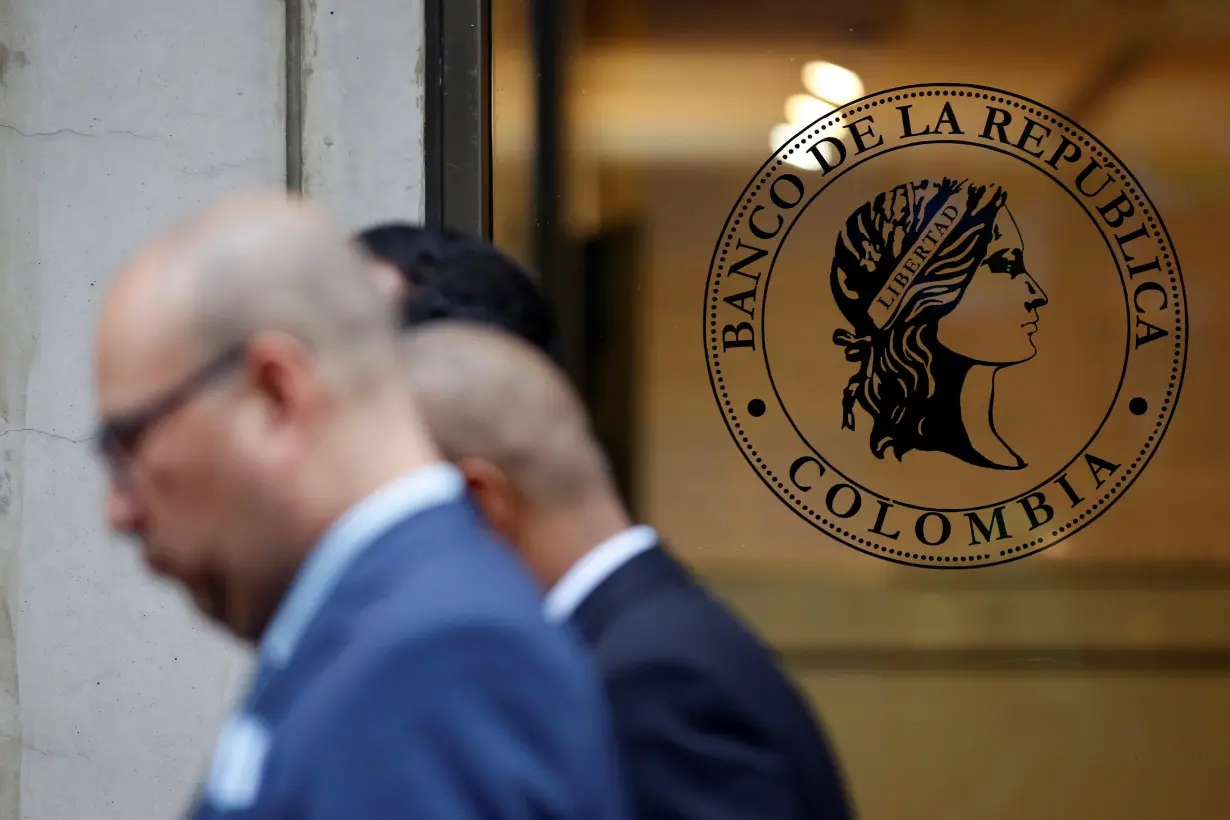 The Colombia's central bank logo is seen in Bogota